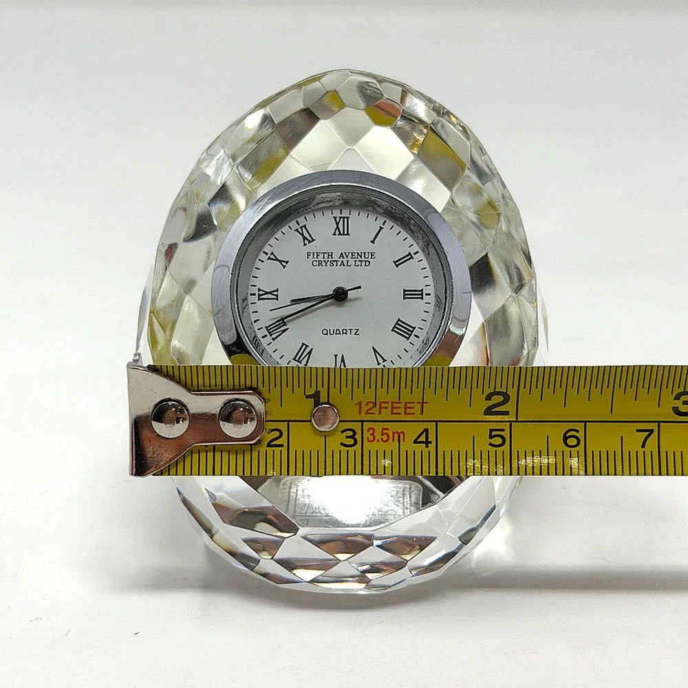 Vintage Fifth Avenue Crystal LTD Faceted Quartz Desk Clock Diamond Shape
